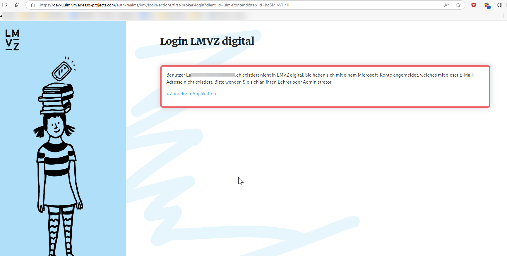 Fehlermeldung Kontakt zum IT Support der Schule suchen